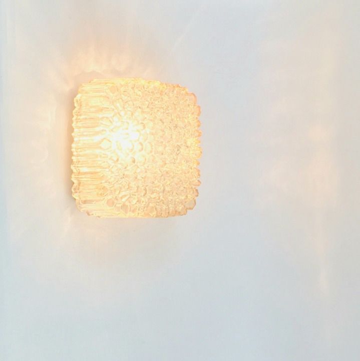 Mid Century Amber Bubbelglas Wandlamp Van Helena Tynell Voor Limburg, Duitsland, Jaren 1970