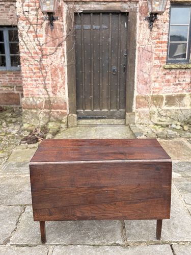 photo furniture English Original Antique Oak Drop Leaf  Plank Kitchen Dining Table C 1700's