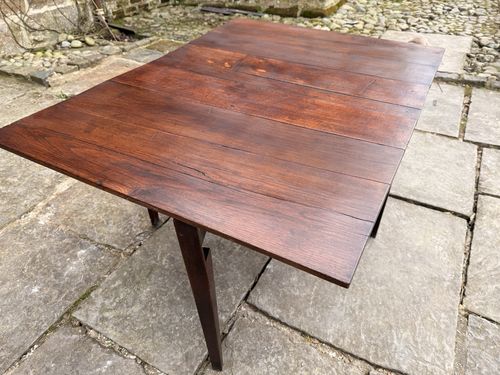 449.0 English Original Antique Oak Drop Leaf  Plank Kitchen Dining Table C 1700's photo