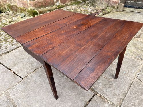 photo vinterior English Original Antique Oak Drop Leaf  Plank Kitchen Dining Table C 1700's