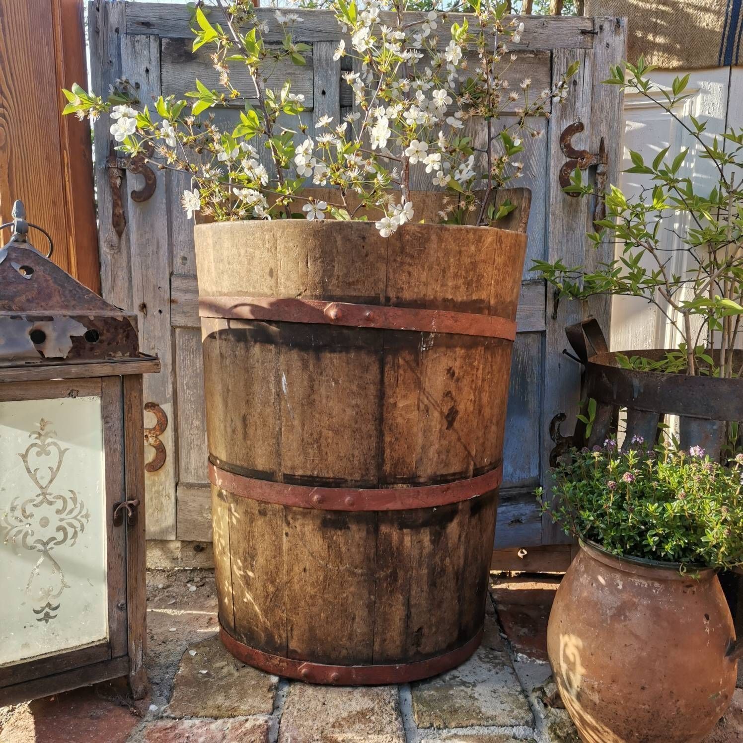 Antique Grape Hod, Harvester Oak Bucket Primitive Hand Made Wine Making Tool Very Rare And Collectible, Beautiful Condition photo 212.0