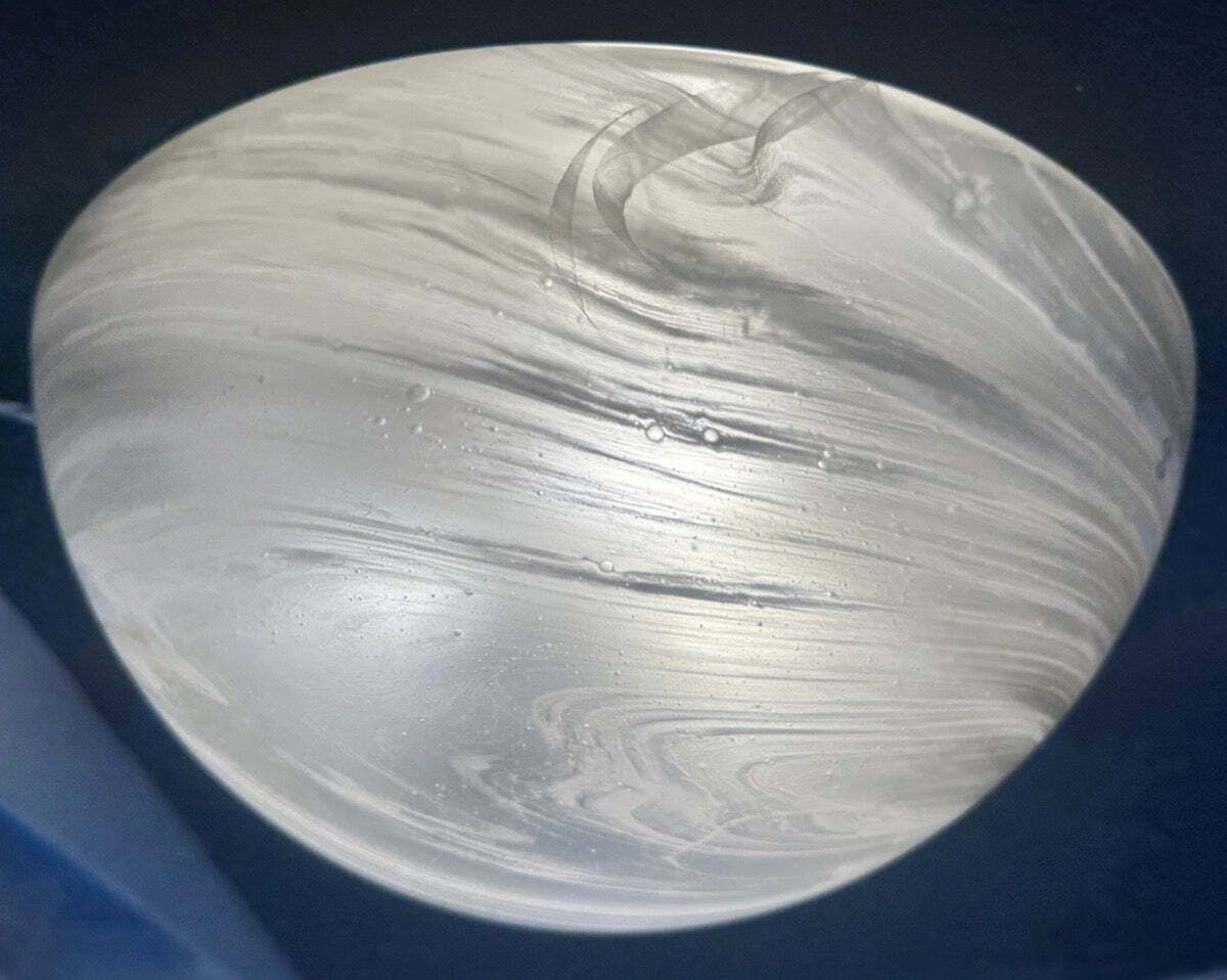 Large 1970s German Peill & Putzler Frosted Domed Glass Flush Mount Ceiling Light.  10 Available photo Lighting