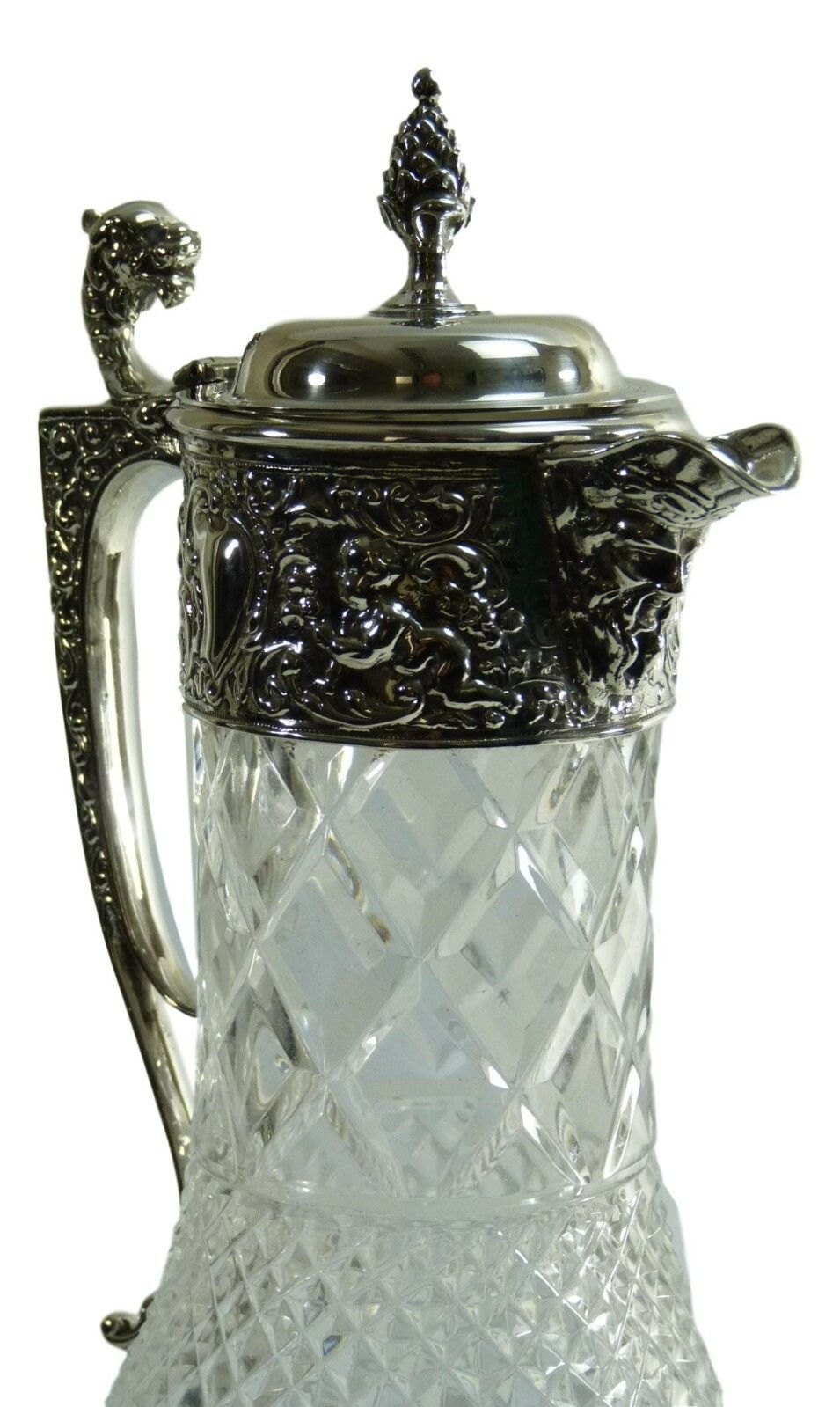 Vintage Silver & Crystal Nat Joseph Bacchus Claret Jug / Decanter 12" photo for sale