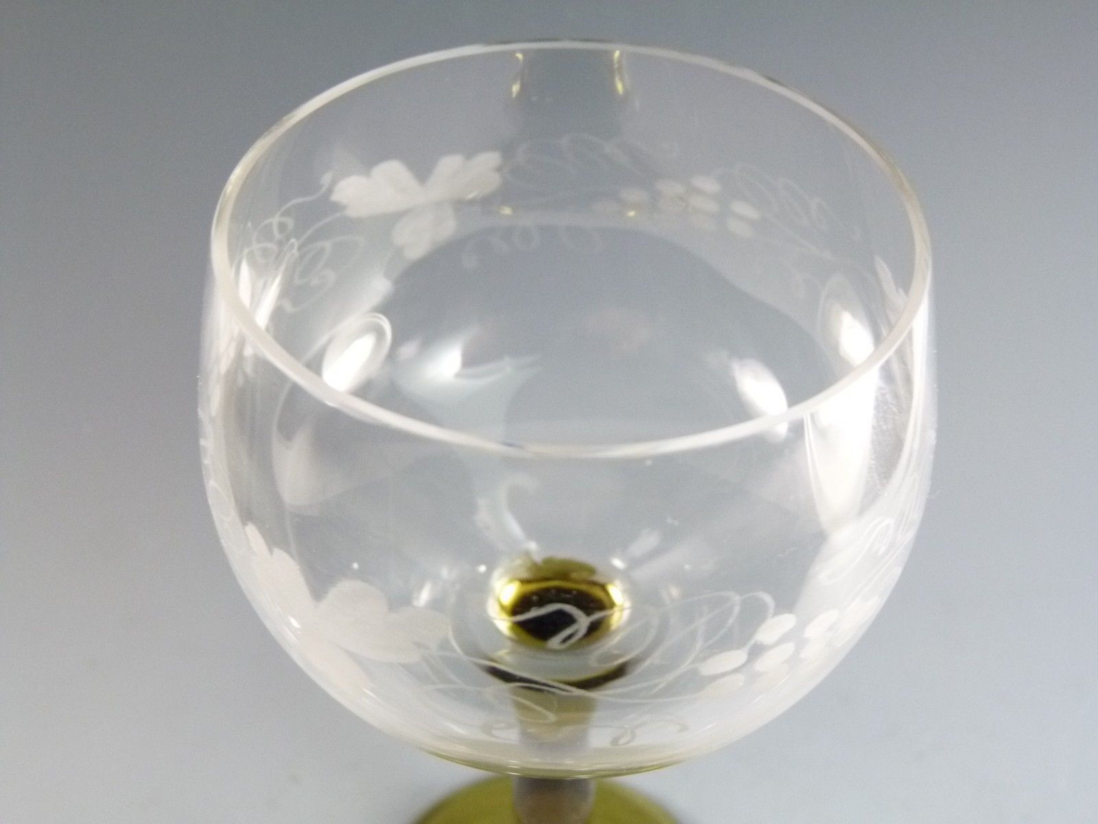 Bohemian Crystal Antique Fruiting Vine Coloured Hock Glasses Set Of 6 photo for sale