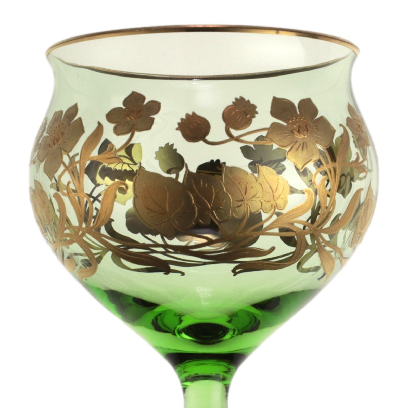 Bohemian Art Nouveau / Josephinenhutte Enamel Hock Wine Glass 18.5cm photo for sale