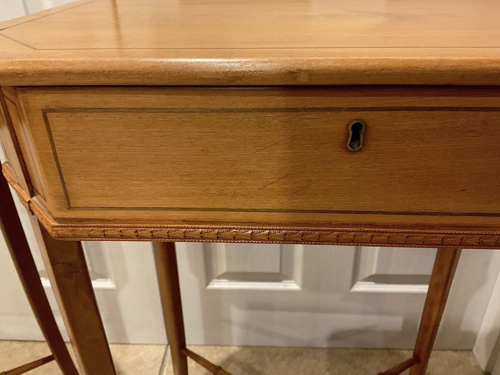 Pair Of Inlaid Satinwood Work Tables photo for sale