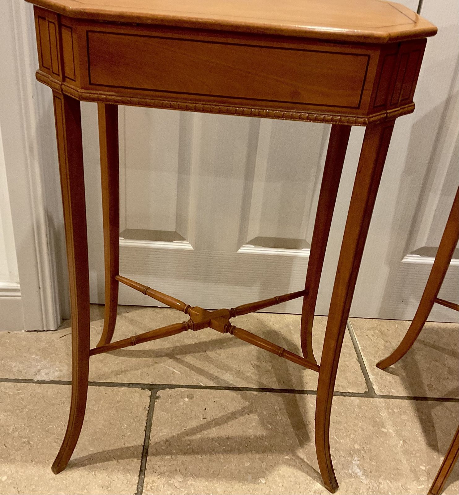 Furniture Pair Of Inlaid Satinwood Work Tables photo
