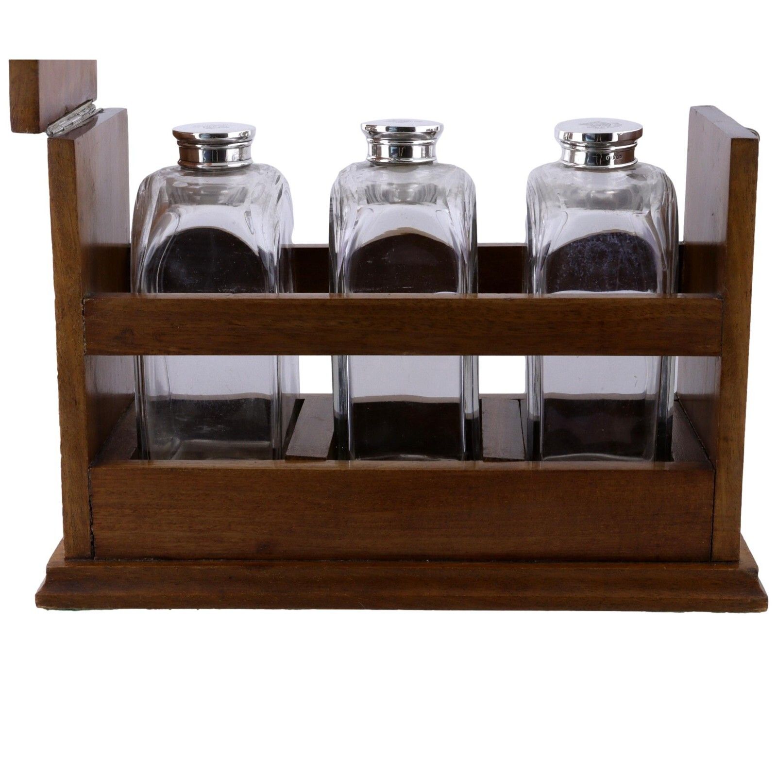 John Collier & Co Tantalus W/ 3 Silver Topped Decanters 1923 Clan Matheson photo Home Decor
