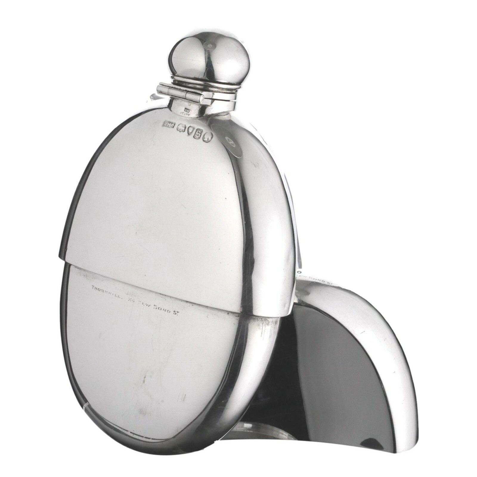 Antique Sterling Silver Hip Flask Edward H Stockwell Thornhill & Co 1873 photo Home Decor