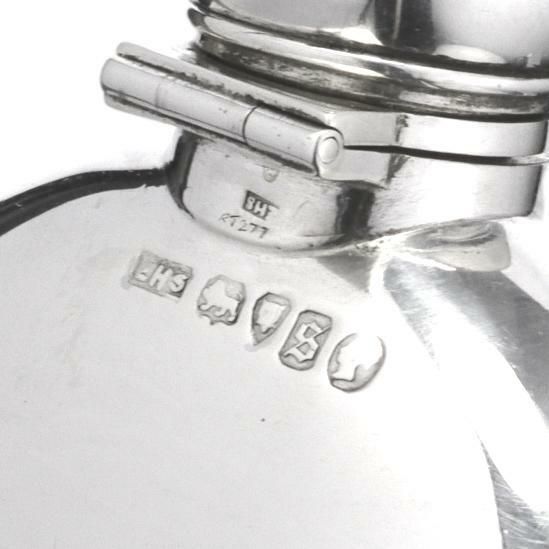 Antique Sterling Silver Hip Flask Edward H Stockwell Thornhill & Co 1873 photo vinterior