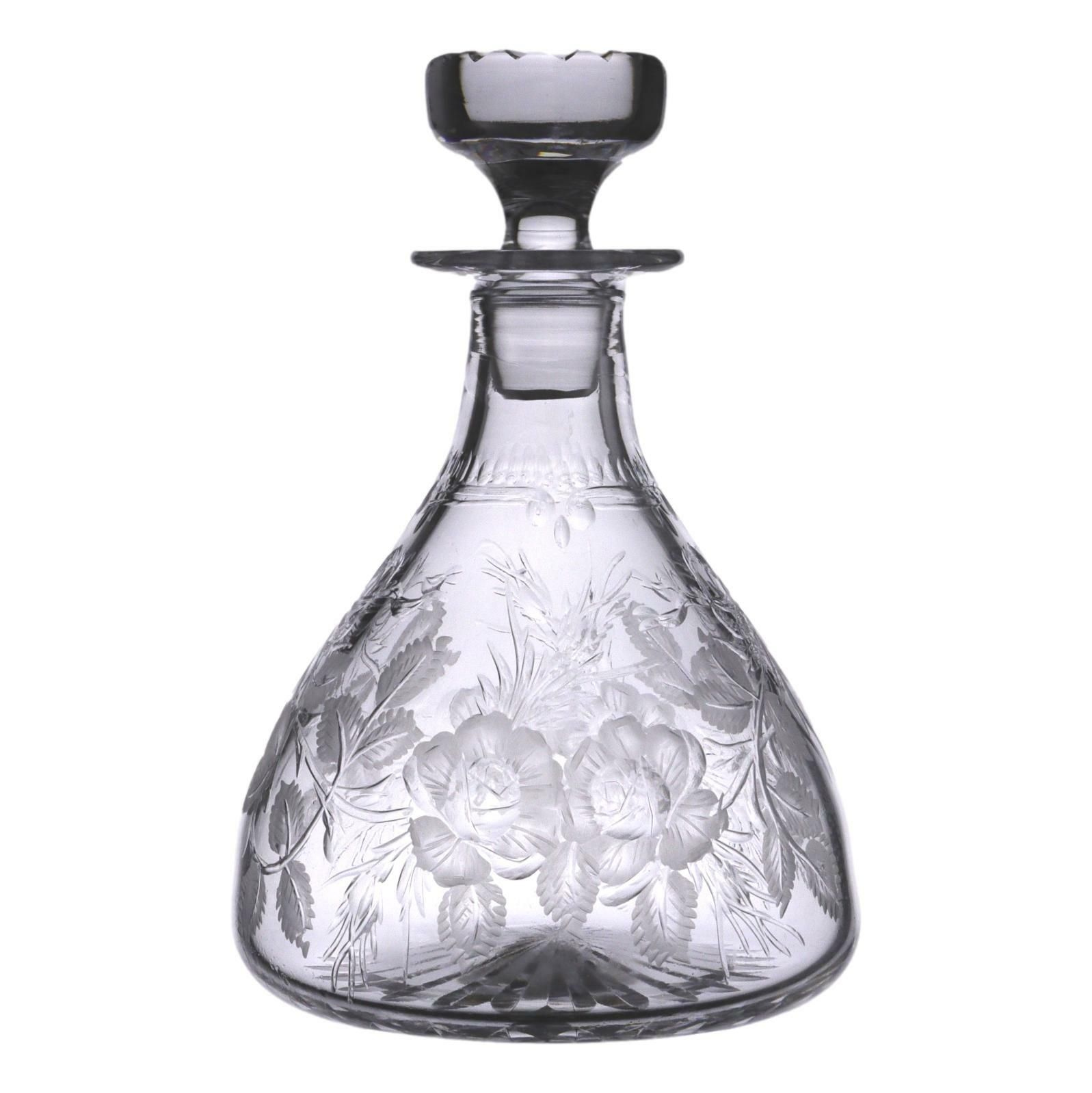 Tudor Crystal Jack Lloyd Ribbon & Rose Cut Decanter / Decanters 7 3/4"