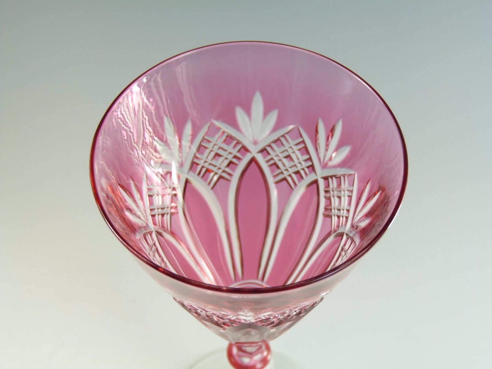 Antique Edwardian Cranberry Cut Wine Glass Stevens & Williams 7" #Acg10 photo furniture