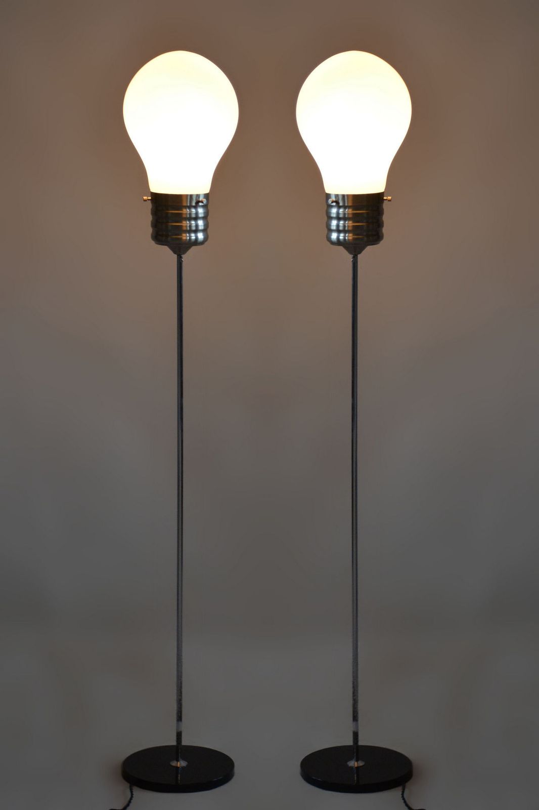 Lighting Restored Mid Century Floor Lamp, Beech, Chrome, Opal Glass, Germany, 1970s photo