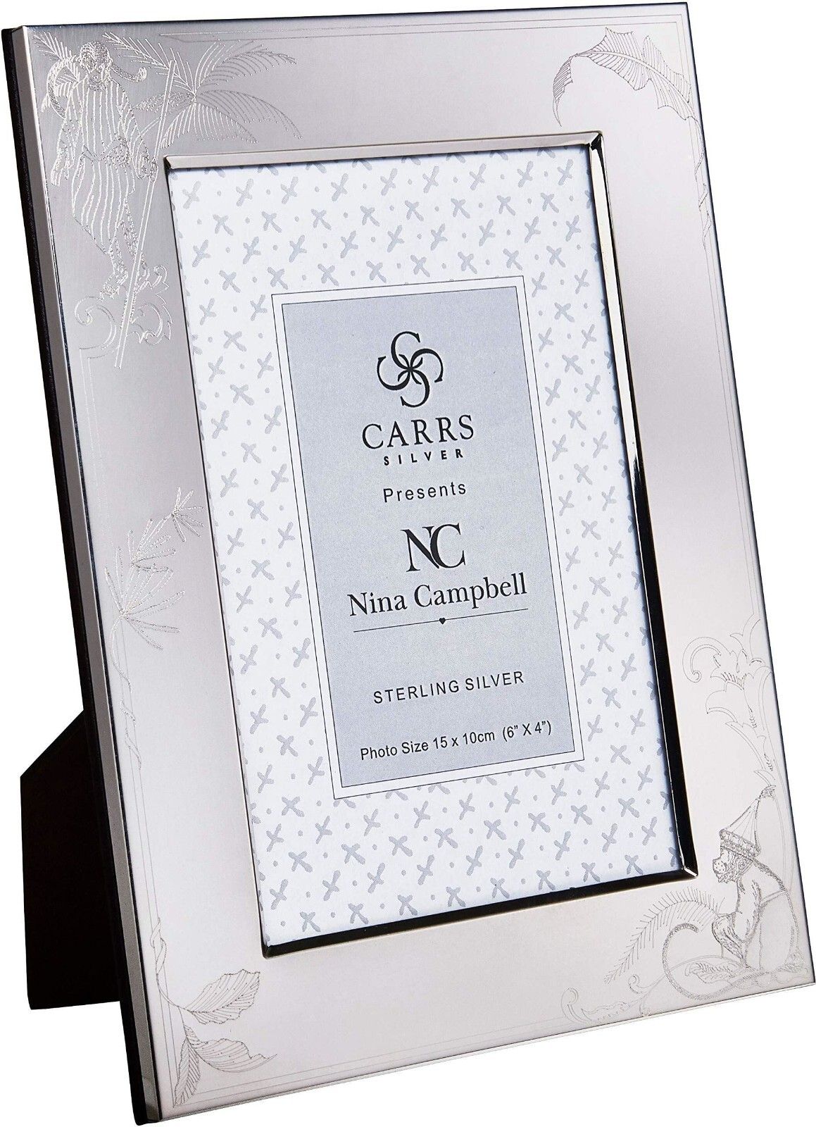 Carrs Sterling Silver Photo Frame Nina Campbell Barbary Toile 6" X 4"