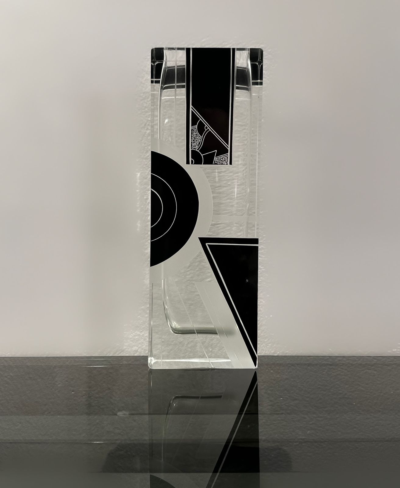 Art Deco Acid Etched Black Glass Vase By Karl Palda, 1930