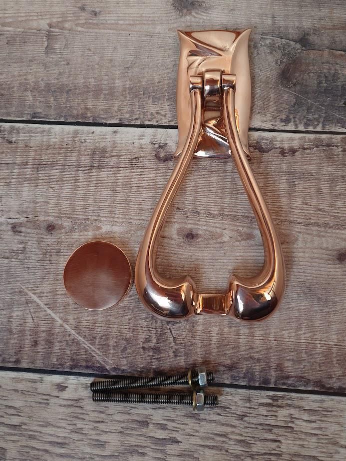 Art Nouveau Style Polished Copper Door Knocker photo furniture