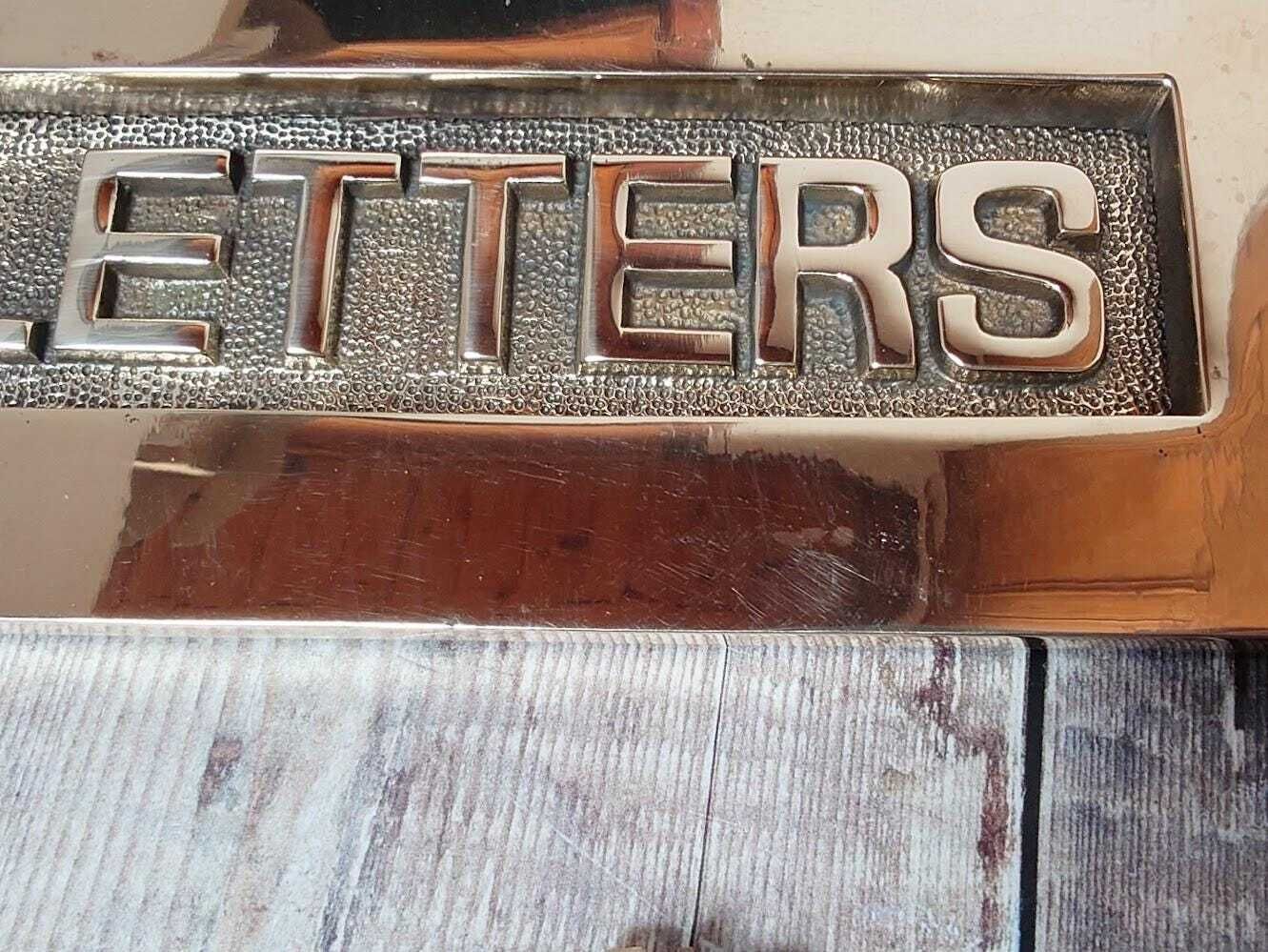photo for sale Polished Brass Door Letter Plate, Heavy Brass Mail Box Slot