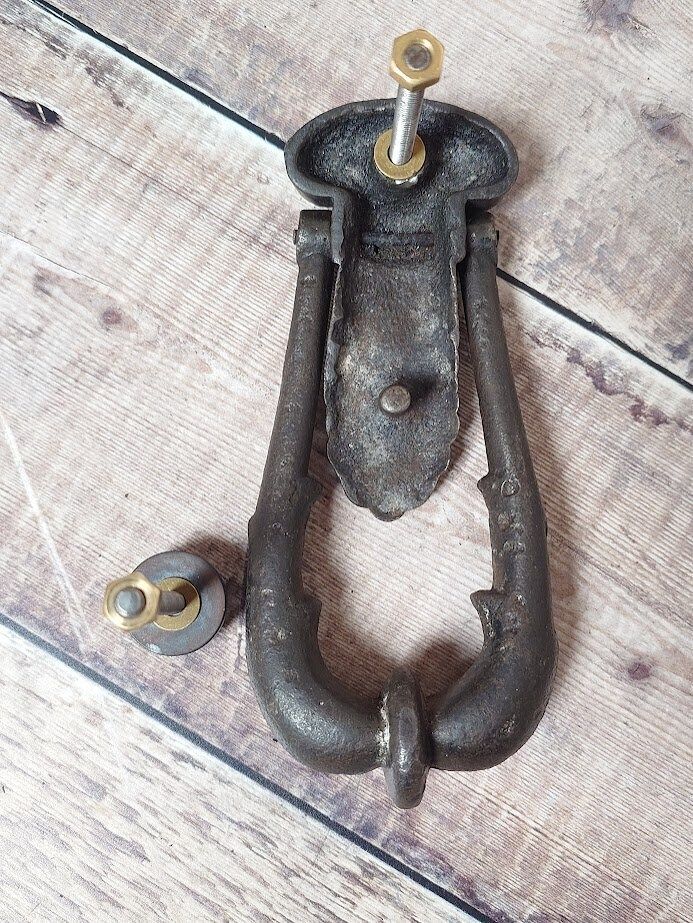 Antique Iron Door Knocker, Old Heavy Iron Door Knocker, Victorian Cast Iron Door Knocker photo buy