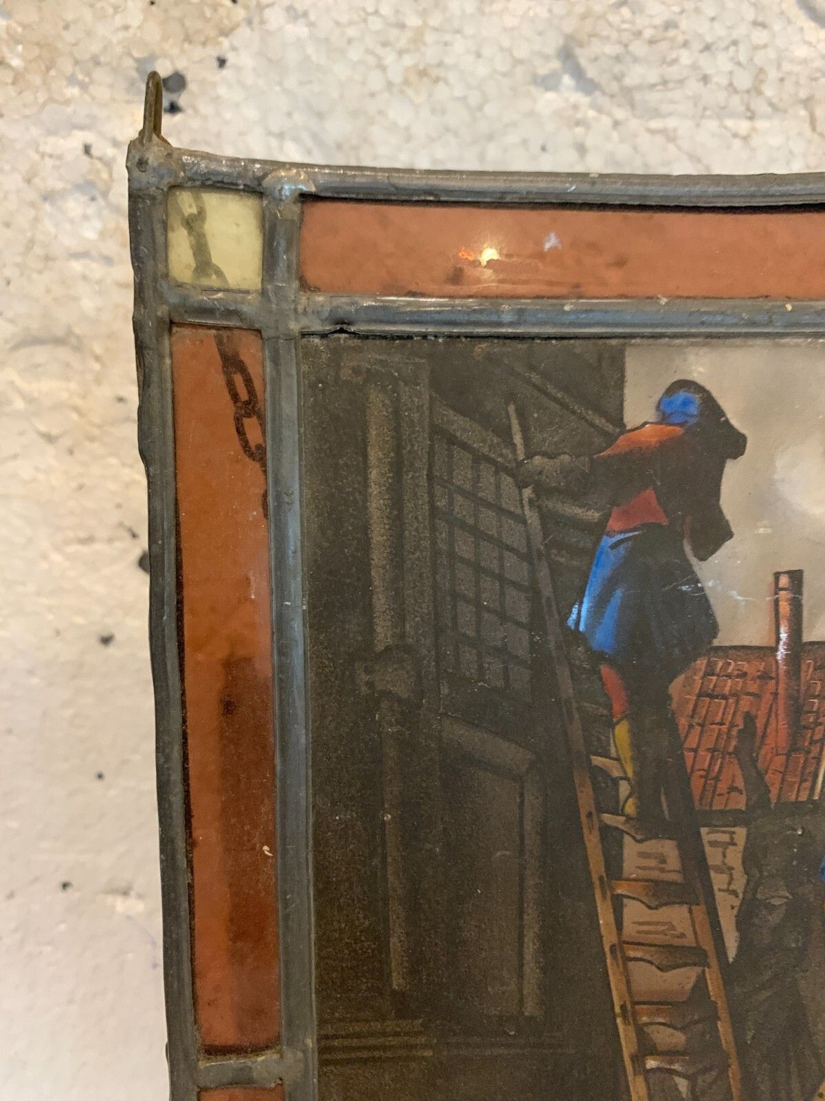 19th Century Painted Stained Glass Decorative Panel photo furniture