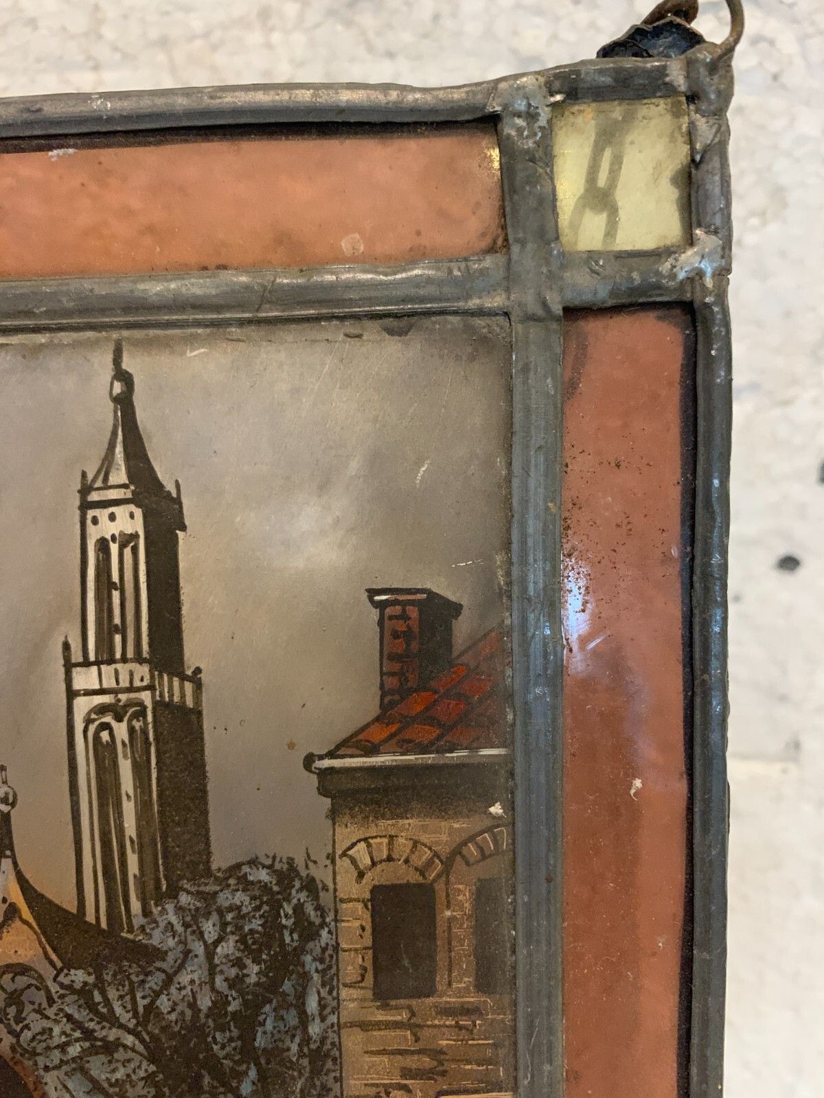 19th Century Painted Stained Glass Decorative Panel photo buy