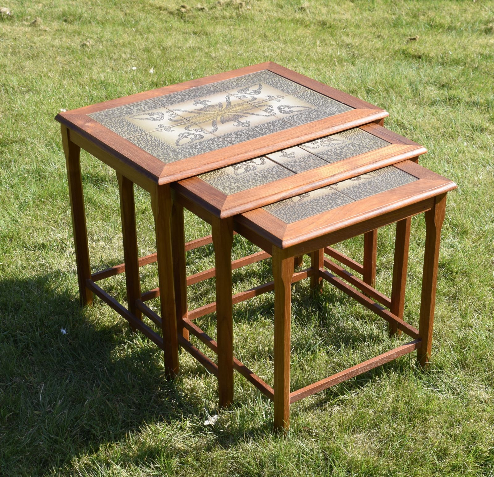 Furniture Danish Tiled Top Teak Nest Of Tables photo