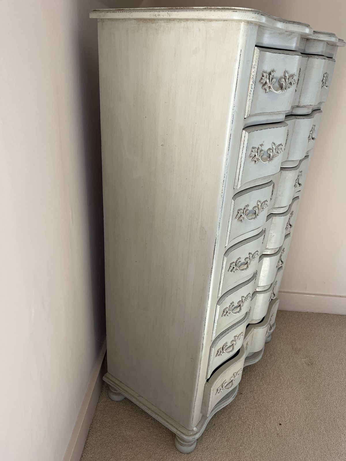 photo for sale Tall French Grey Vintage Chest Of Drawers