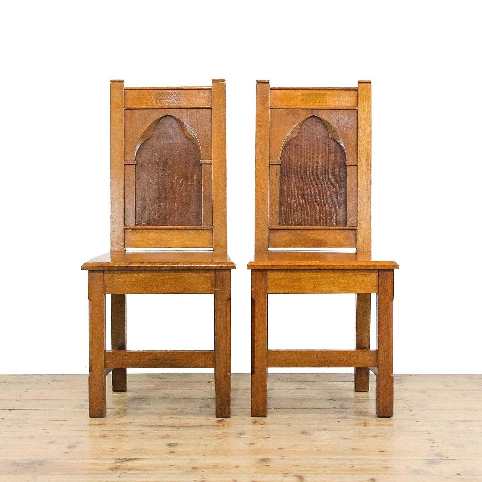 Pair Of Vintage Oak Hall Chairs | Carved Oak | Hallway | Vintage Furniture | Vintage Chair | Pair Of Chairs (M 5920) photo furniture