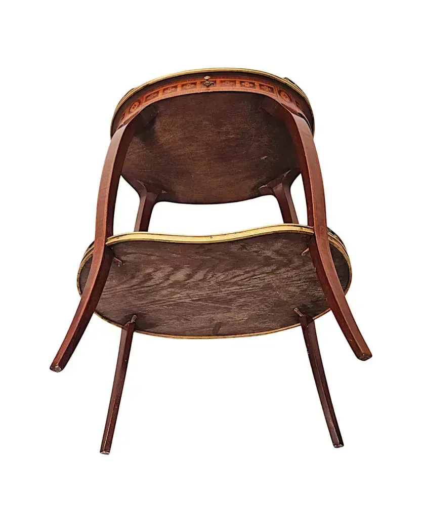 photo furniture A Very Rare Early 20th Century Marquetry Inlaid Mahogany And Rosewood Lamp Or Occasional Table Labelled 'Haentges Freres, Paris'
