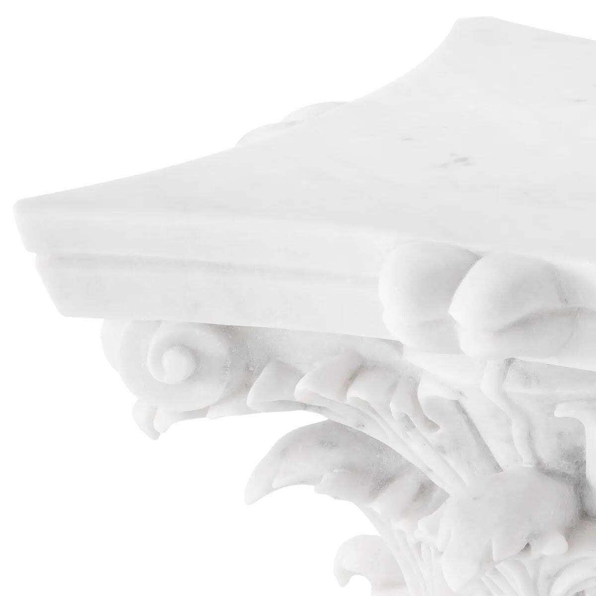 White Marble Coffee Table, Representing A Corinthian Capital, Contemporary Work. photo Furniture