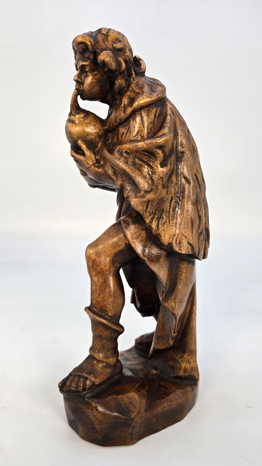 A Swiss Vintage Wooden Limewood Carving A Man Playing The Bagpipes, Circa 1880 photo Home Decor