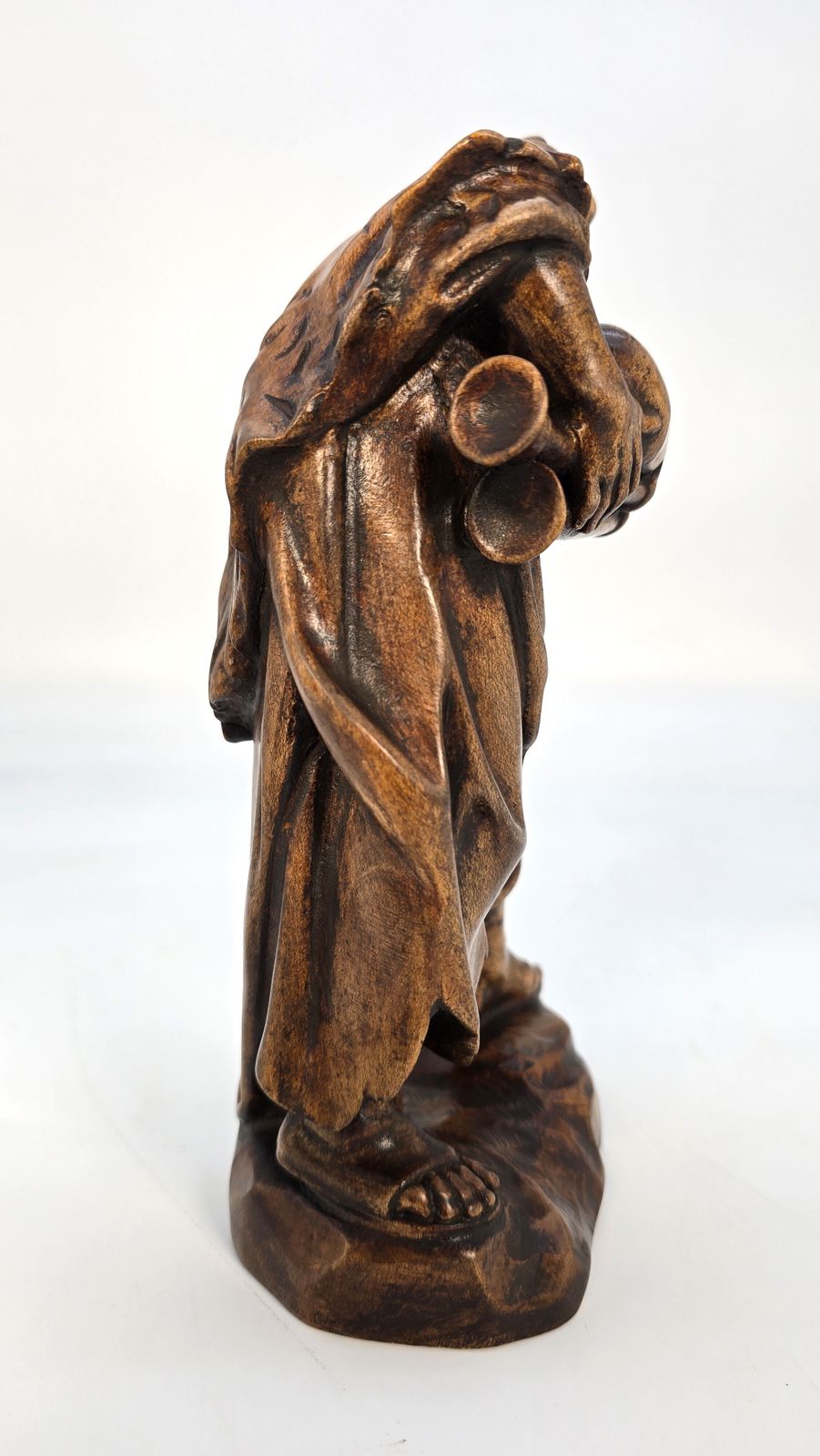 photo buy A Swiss Vintage Wooden Limewood Carving A Man Playing The Bagpipes, Circa 1880
