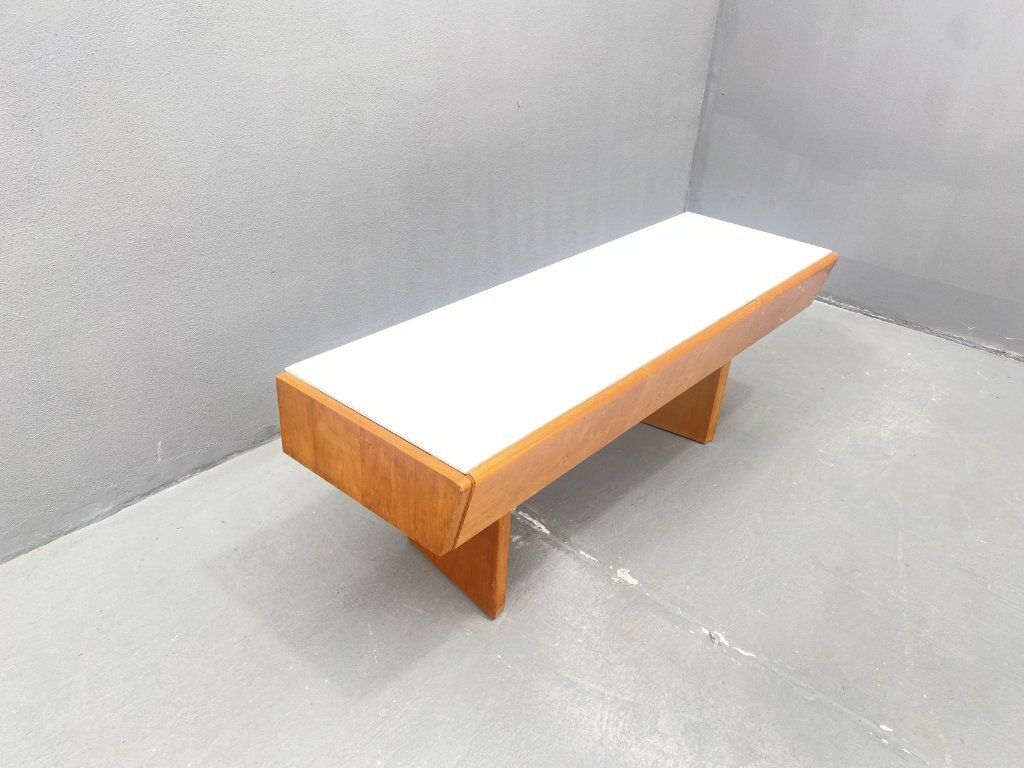 Vintage Wooden Low Console With Opaline Glass, 1960 photo 416.0