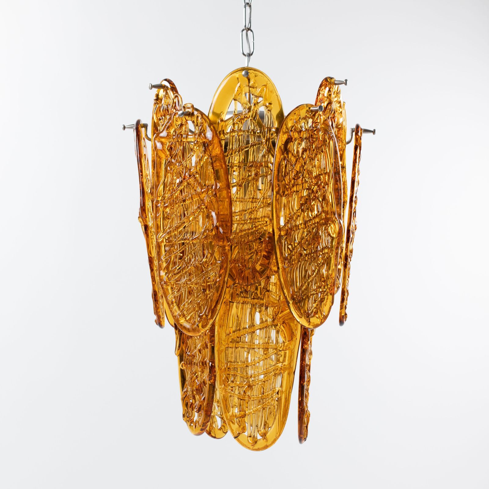 Italian Mid Century Cognac Colored Muranoglass Chandelier By Av Mazzega, 1960s photo furniture