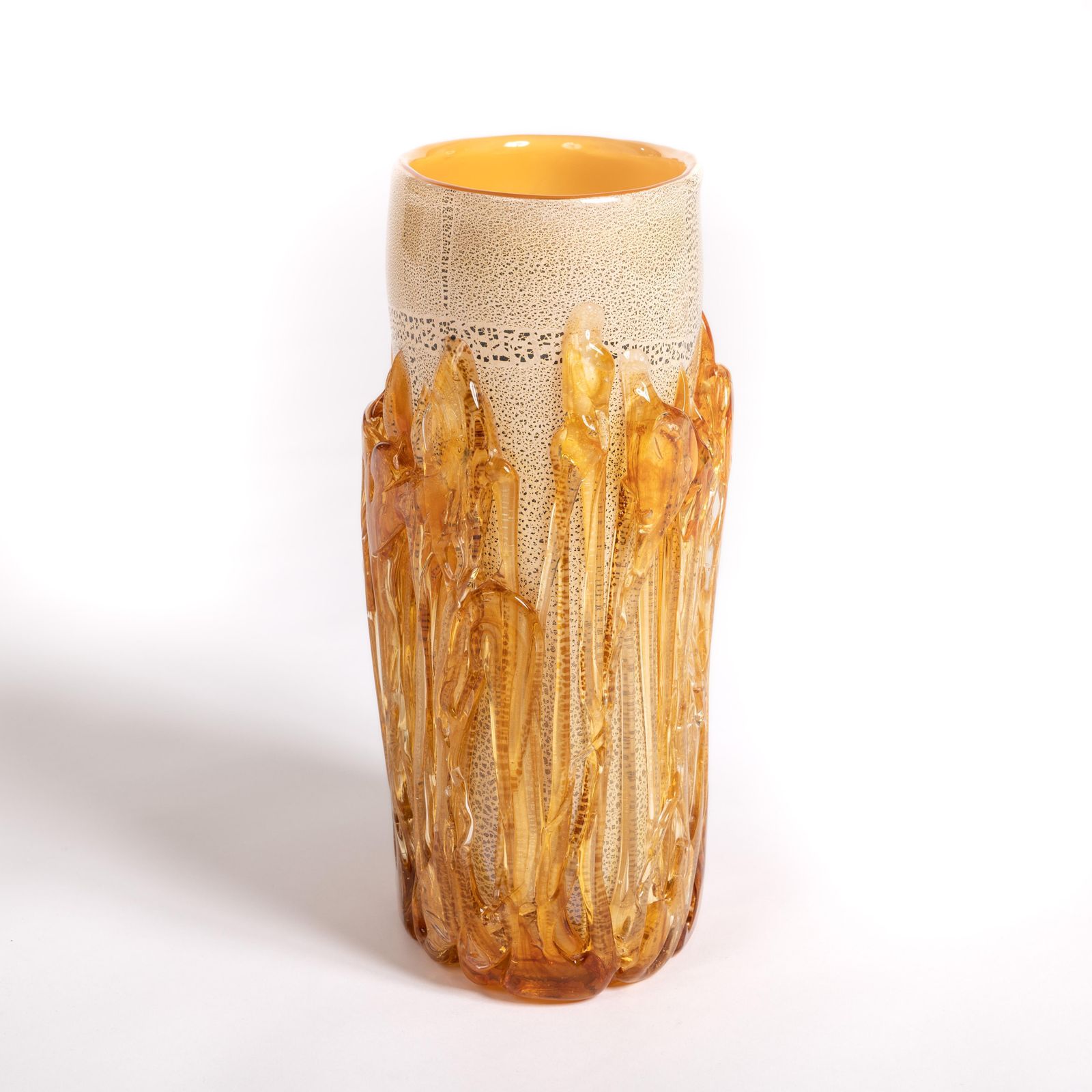 Modern Murano Glass Vase In Gold Amber Color Signed By Hand, Italy 2015 photo Home Decor