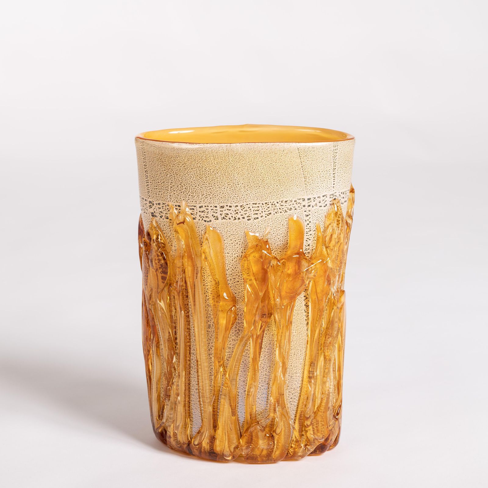 Modern Murano Glass Vase In Gold Amber Color Signed By Hand, Italy 2015 photo vintage