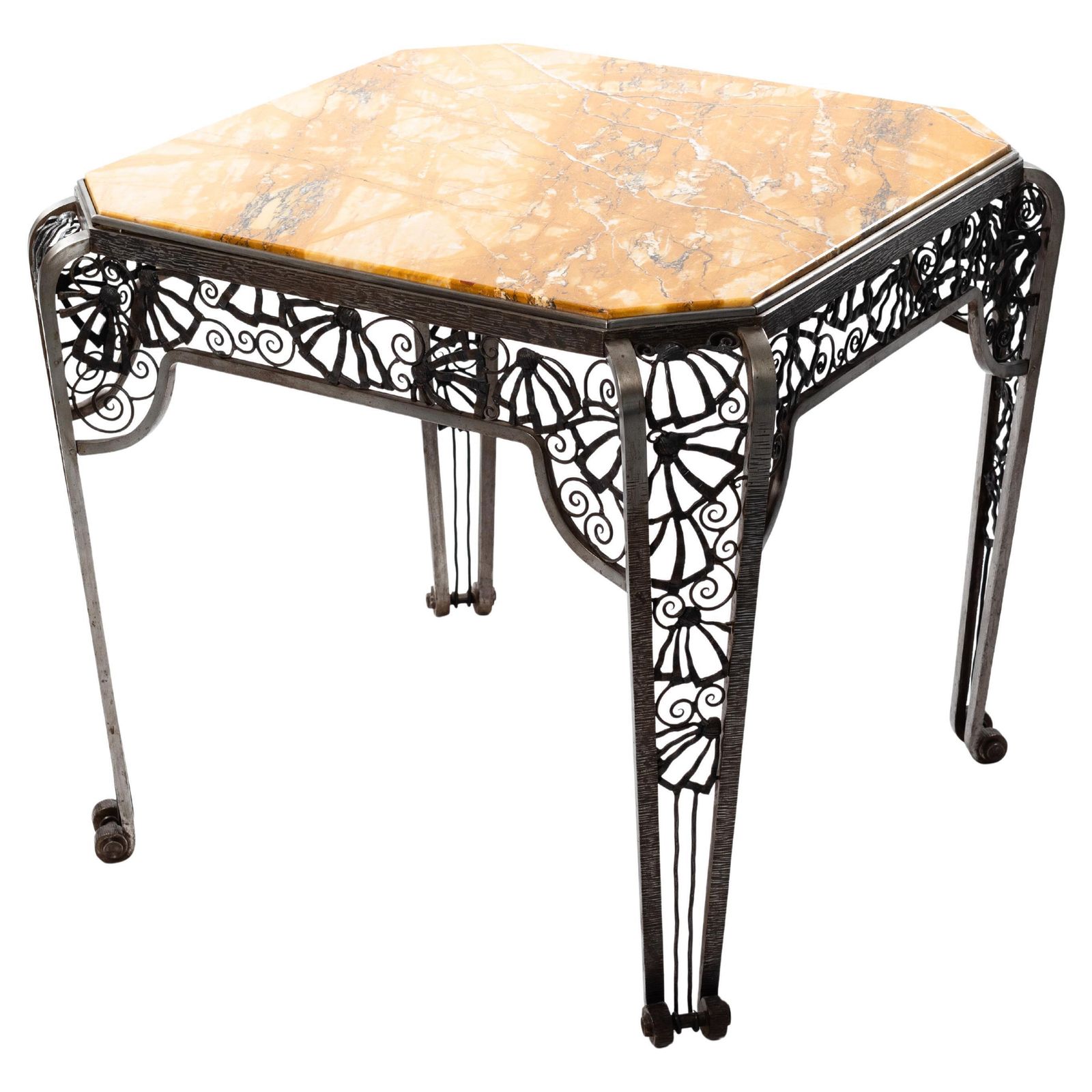 French Forged Iron Art Déco Center Table By Malatre Et Tonnelier, 1930s photo furniture