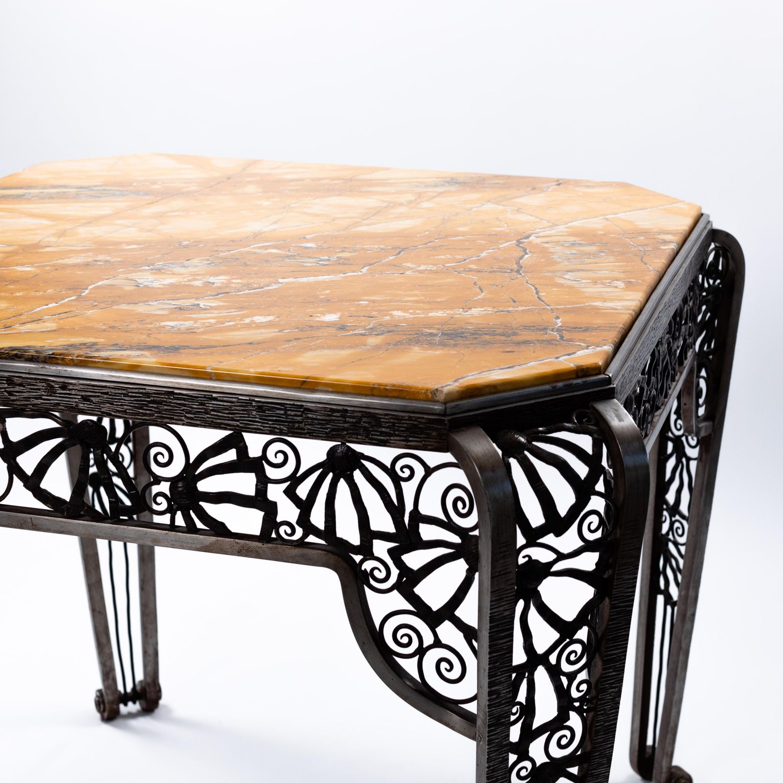 French Forged Iron Art Déco Center Table By Malatre Et Tonnelier, 1930s photo for sale