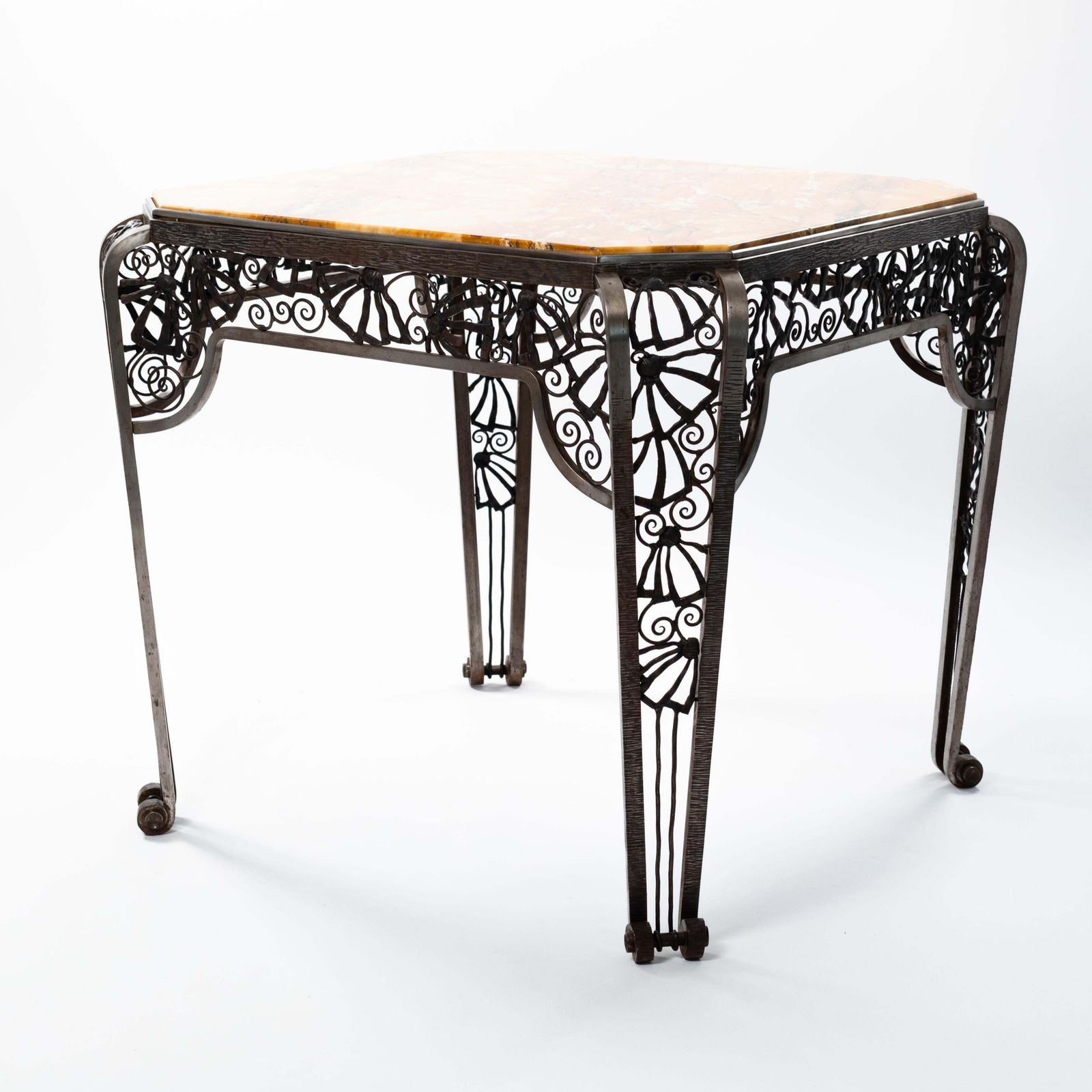 French Forged Iron Art Déco Center Table By Malatre Et Tonnelier, 1930s photo vintage