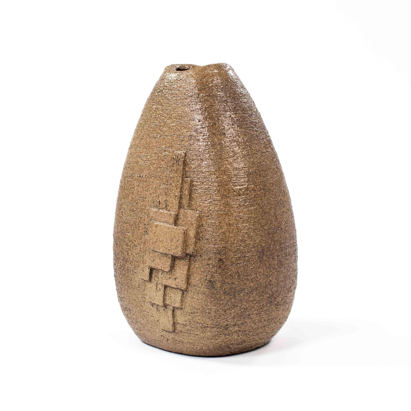 French Mid Century Ceramic Vase With Geometric Decoration By G. Masarra, 1950s photo for sale