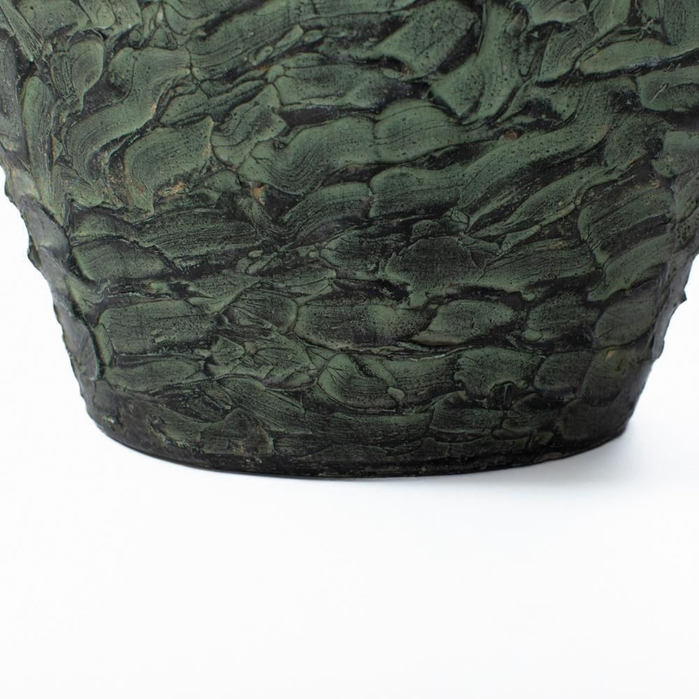 photo buy French Large Mid Century Vintage Ceramic Vase Object In Fir Green Signed 1950s