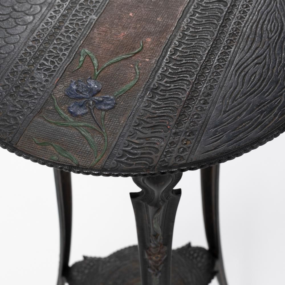 French Art Nouveau Cast Iron Gueridon With Floral Decoration Ca. 1900, Stamped photo 3611.0