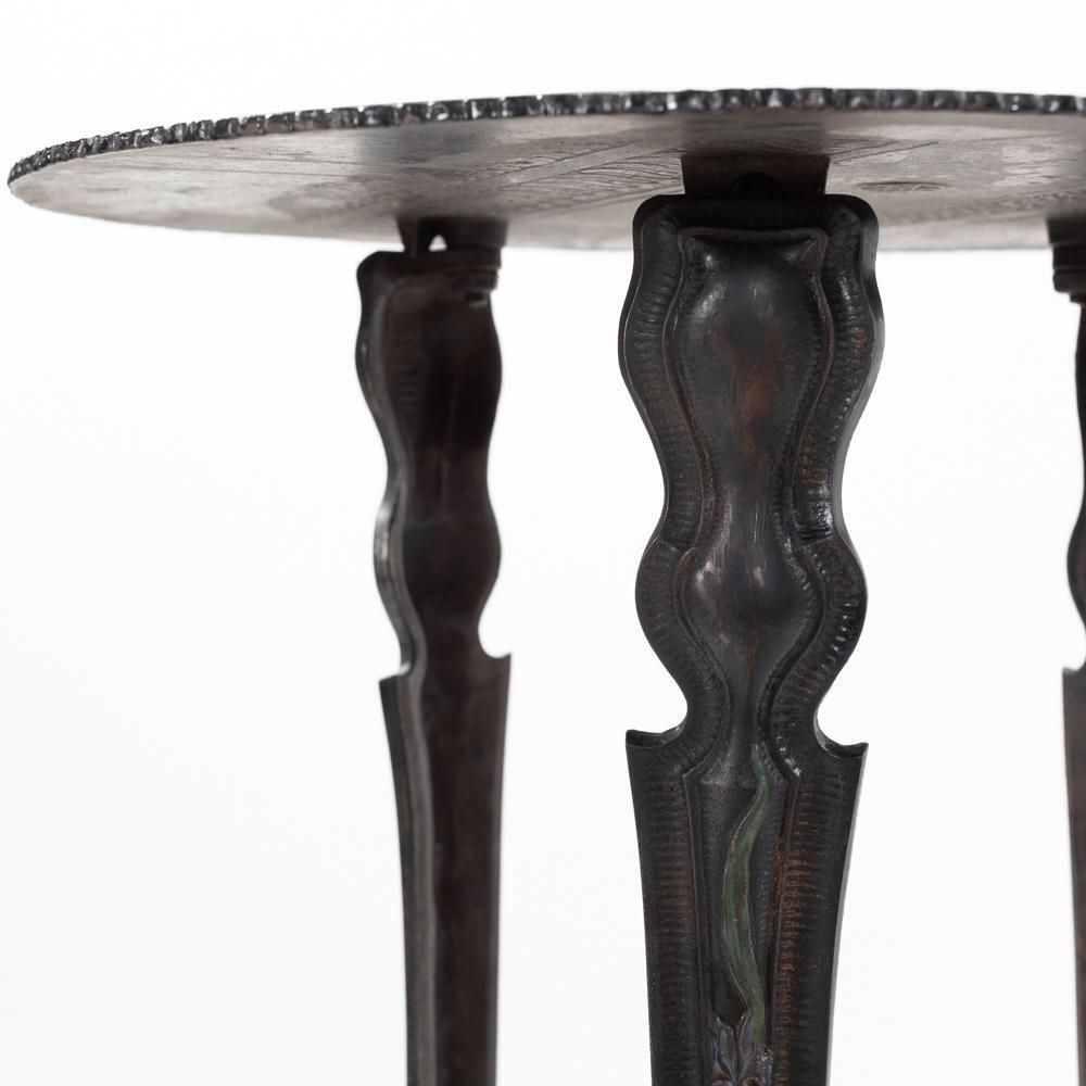 3611.0 French Art Nouveau Cast Iron Gueridon With Floral Decoration Ca. 1900, Stamped photo
