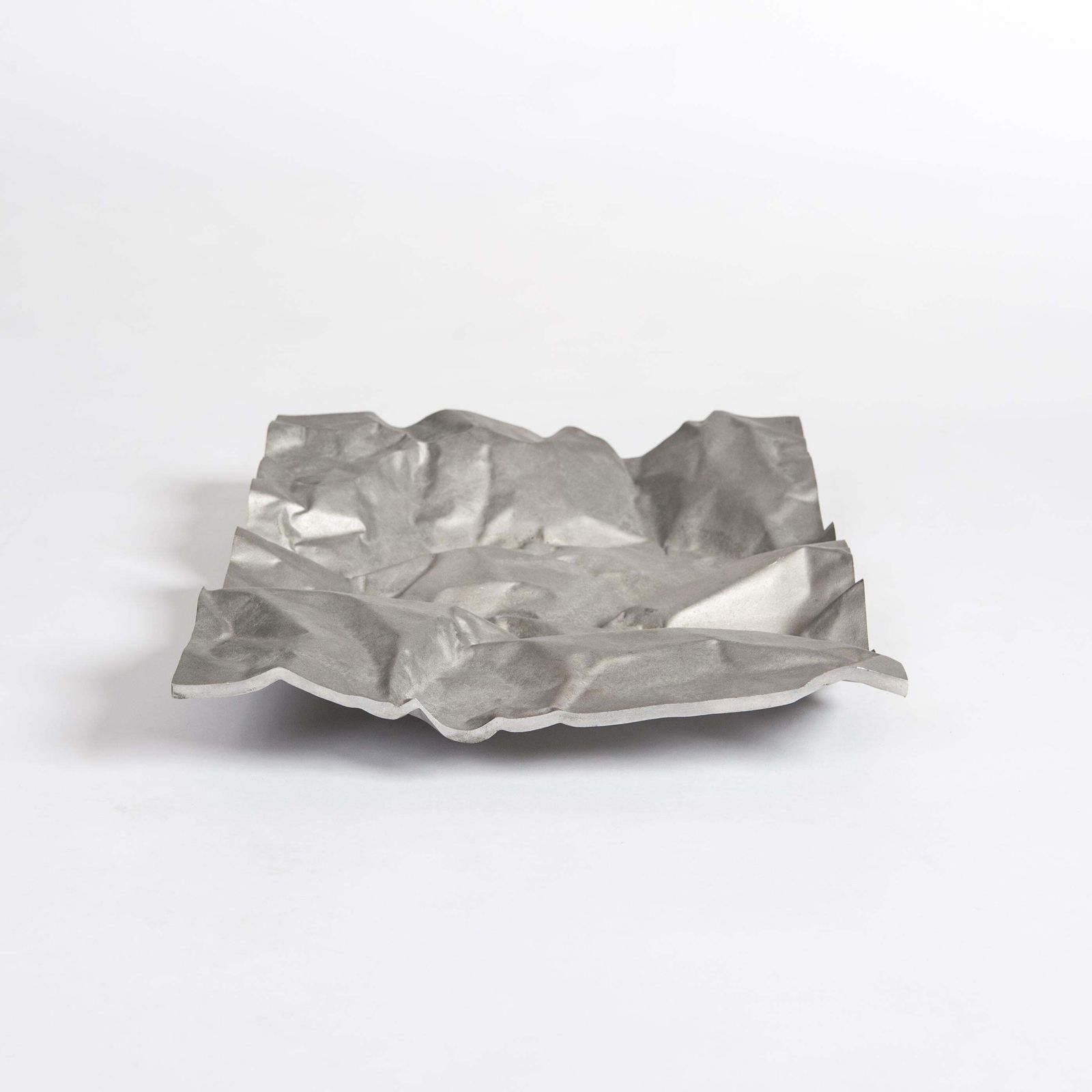 Italian Midcentury Abstract Geometric Silvergrey Aluminum Centerpiece, Sign. Np2 photo 1711.0