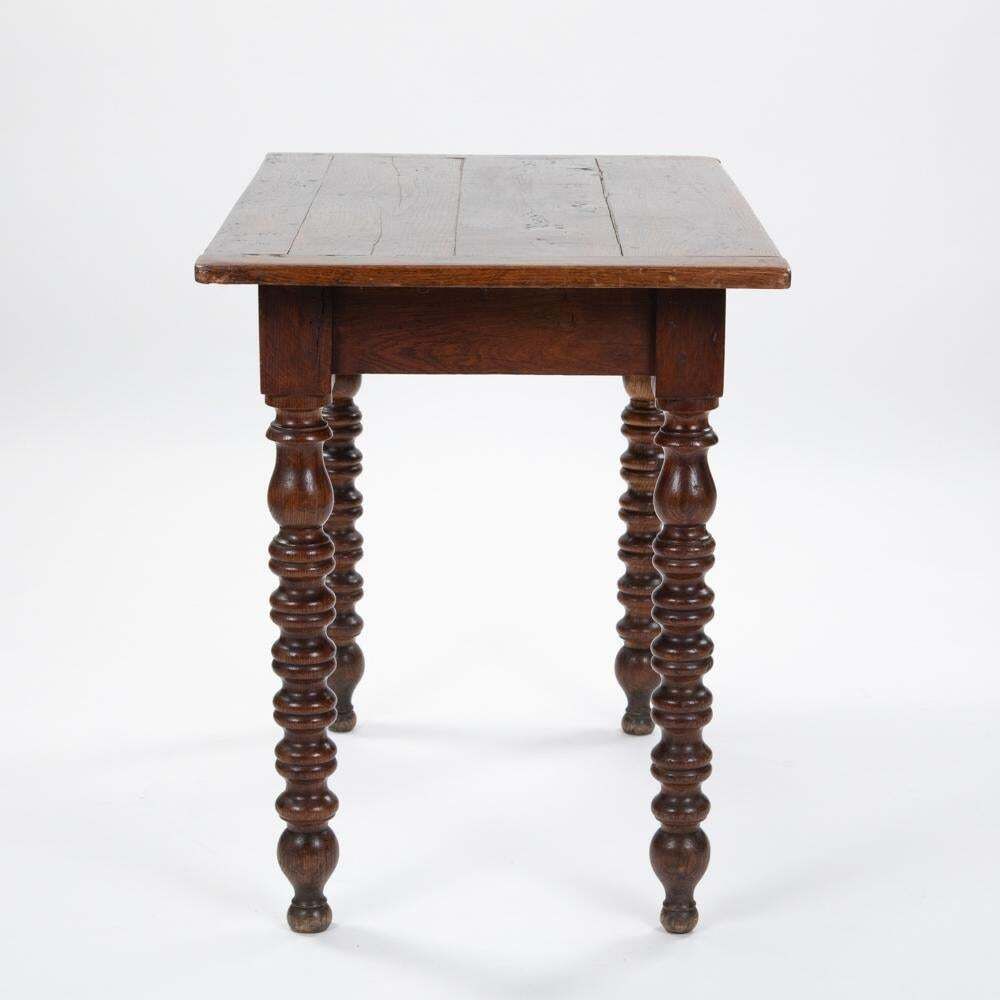 Decorative French Table, Desk Oak Wood With Turned Legs, French 19th Century photo for sale