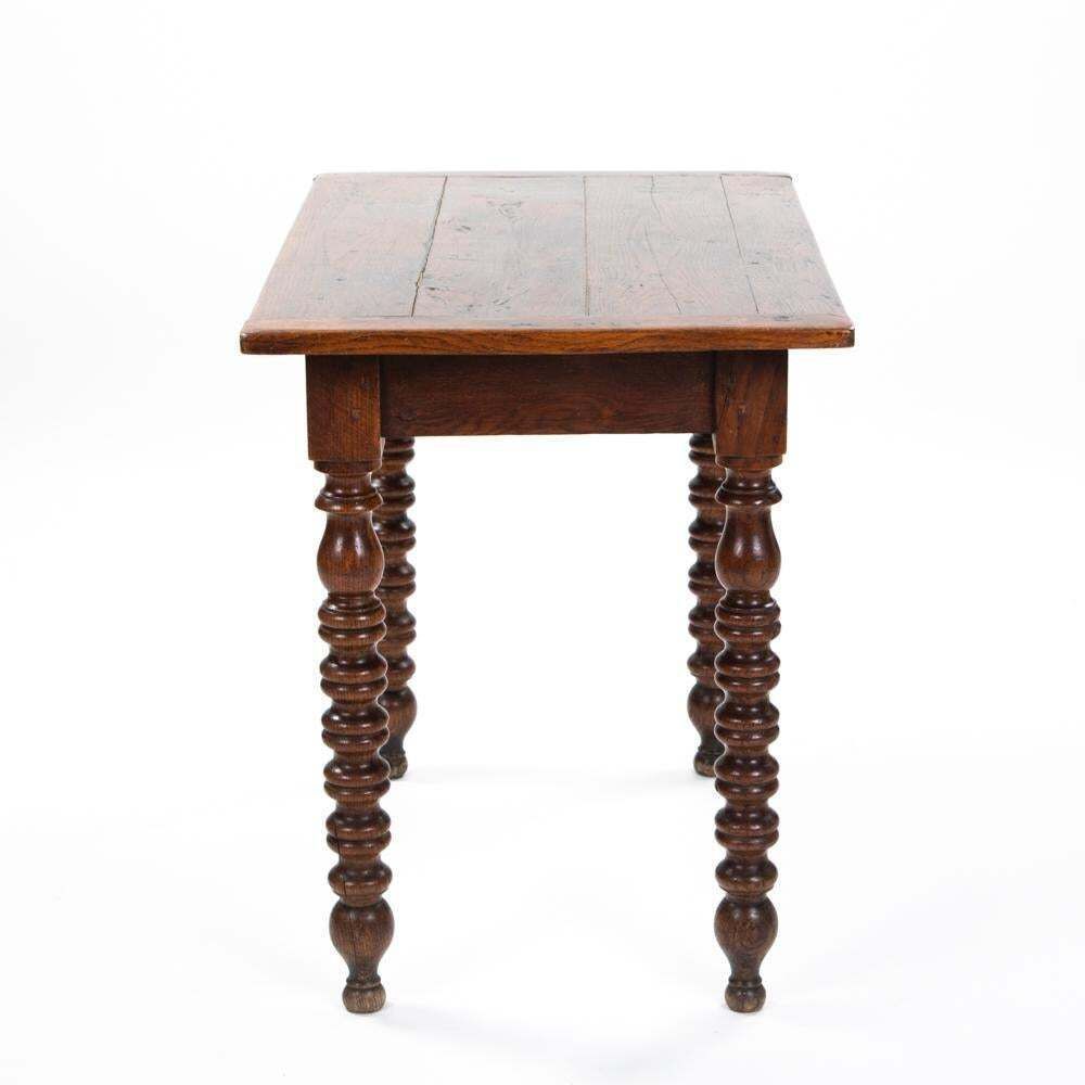 Decorative French Table, Desk Oak Wood With Turned Legs, French 19th Century photo buy