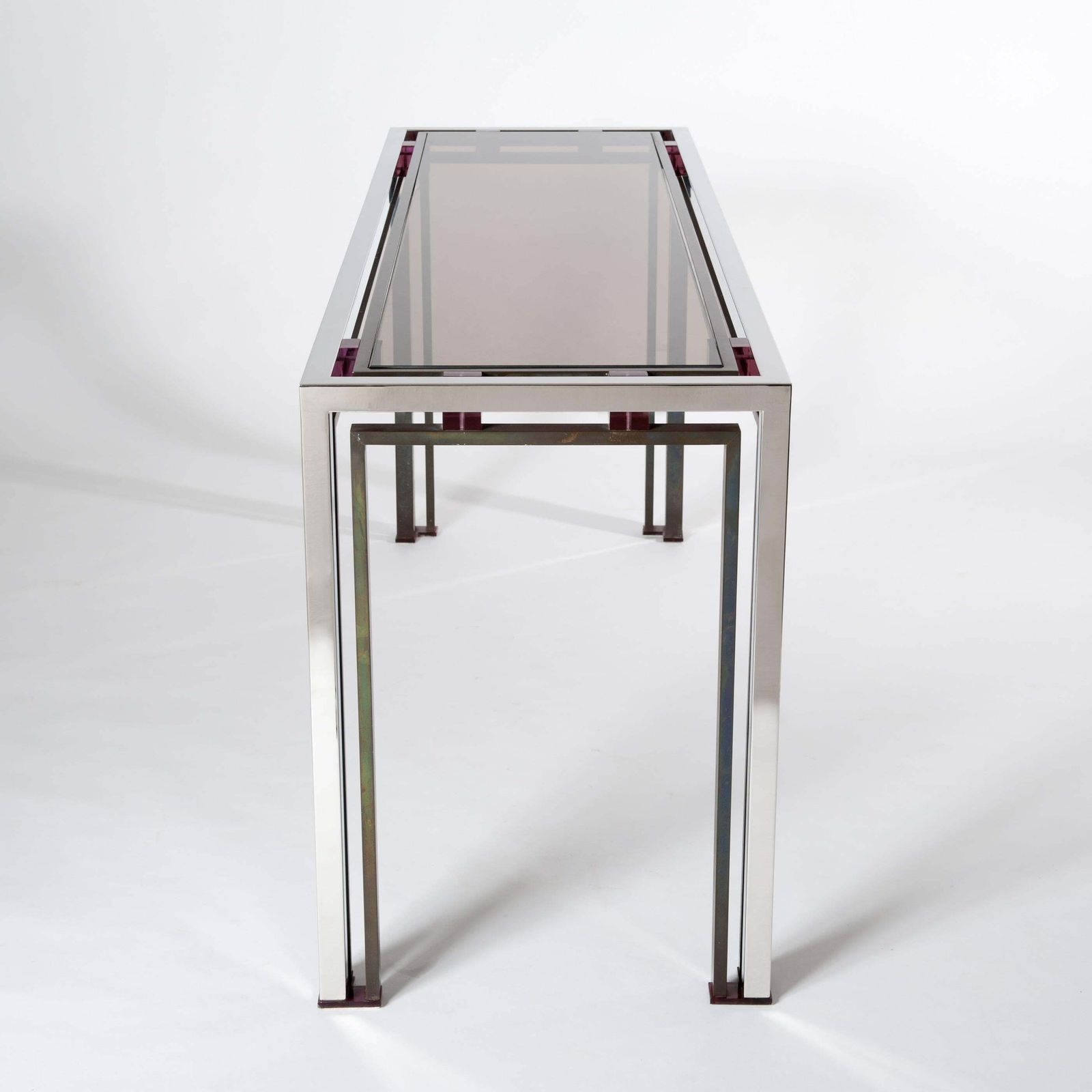 Mid Century Italian Chrome   Bronze   Bakelite Console Table By Romeo Rega 1970s photo for sale