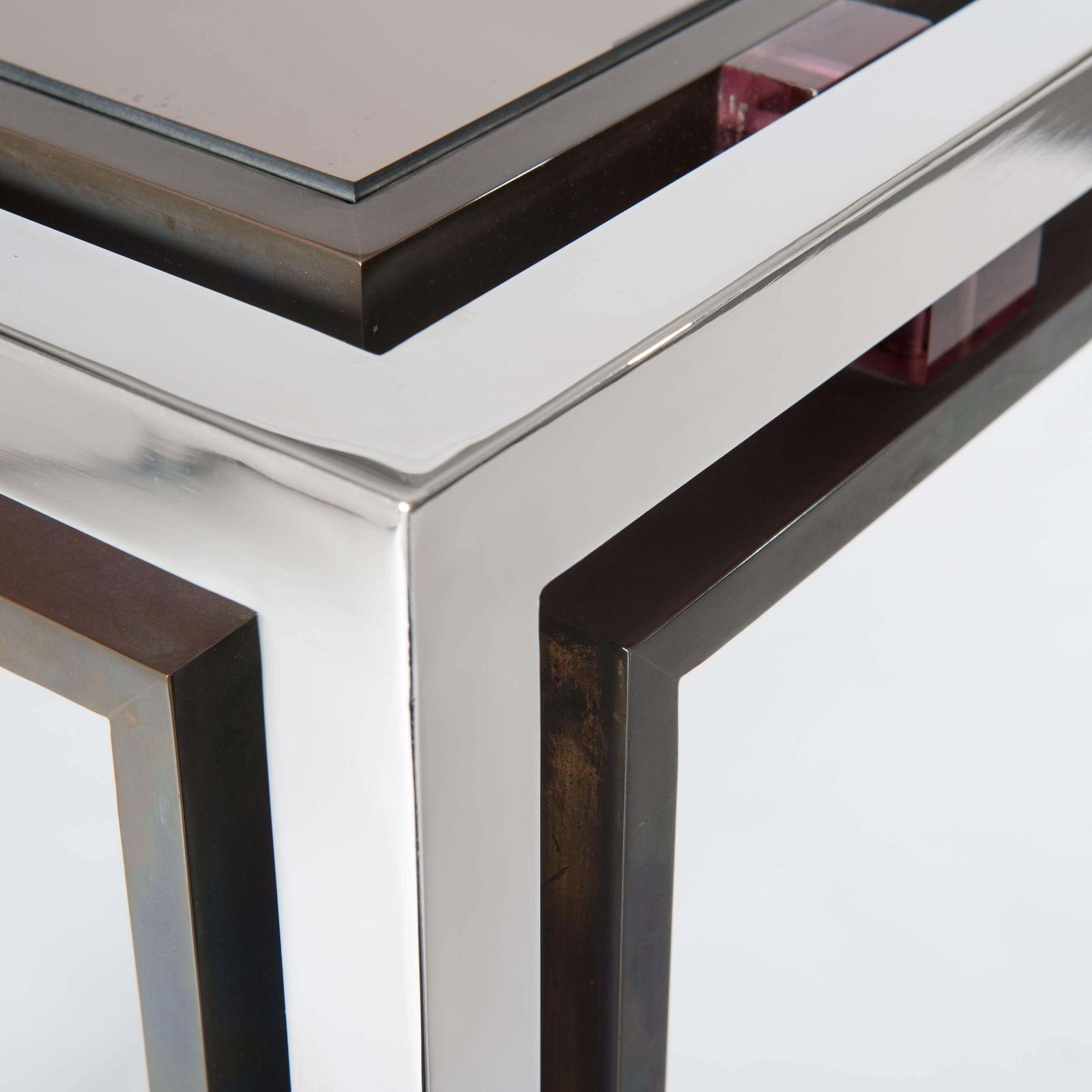 Mid Century Italian Chrome   Bronze   Bakelite Console Table By Romeo Rega 1970s photo vinterior