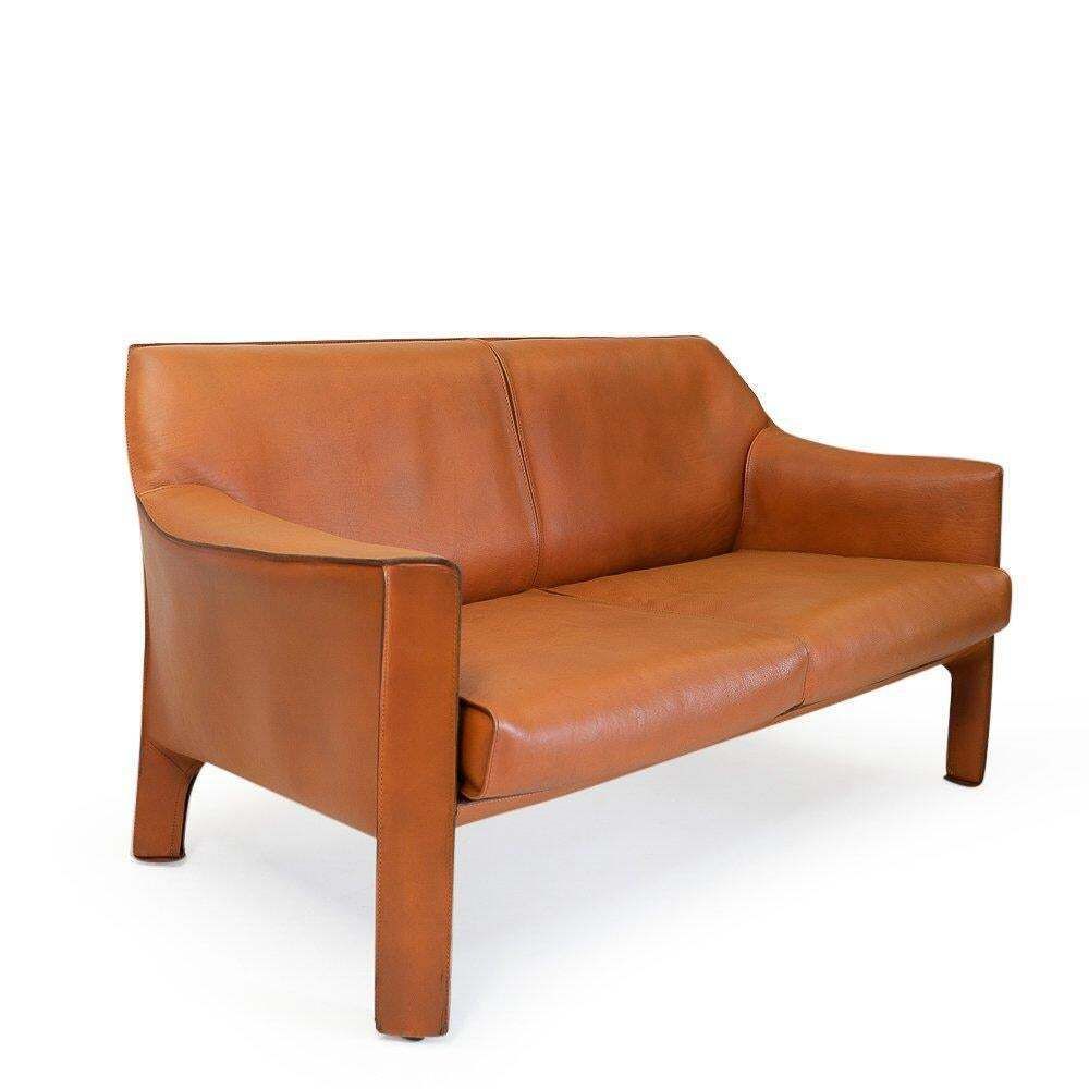 Italian Mid Century Leather Sofa In China Red By Mario Bellini For Cassina 1970s photo furniture