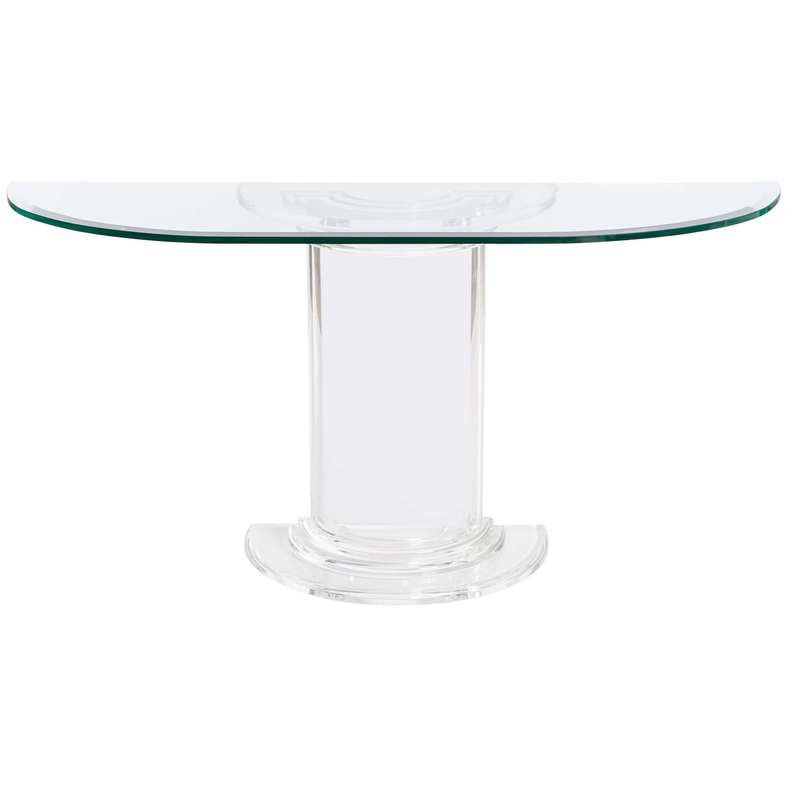 Mid Century Italian Plexiglass Console Table With Crystal Glass Table Top 1970s
