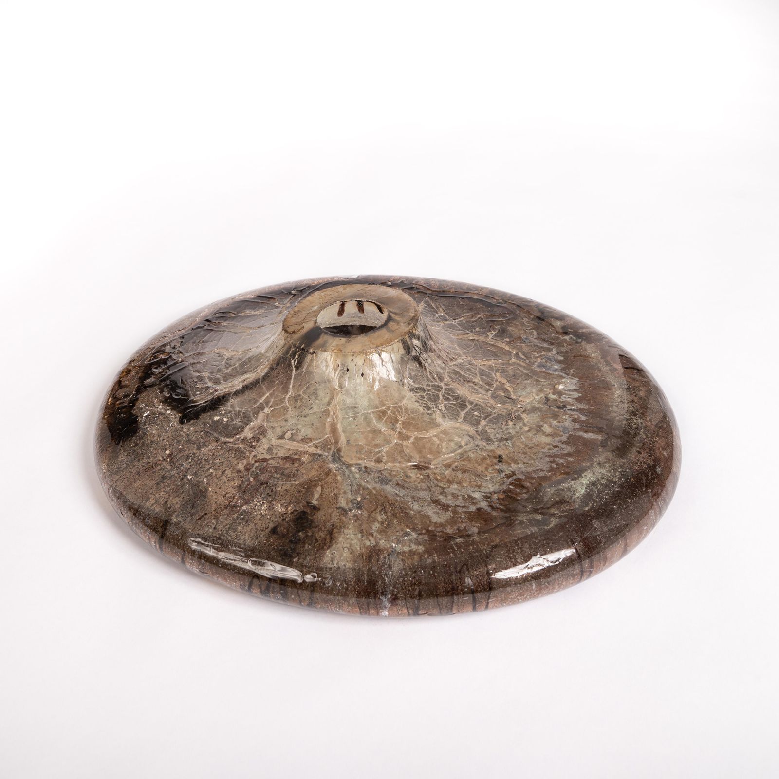 Italian Mid Century Resin Bowl In Brown Gold Tones Florenze 1980s photo vinterior